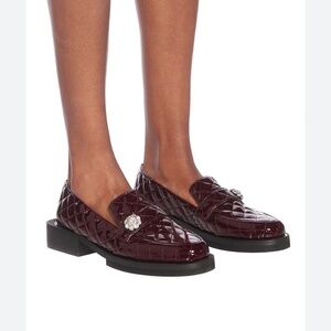 GANNI  Quilted patent leather loafers